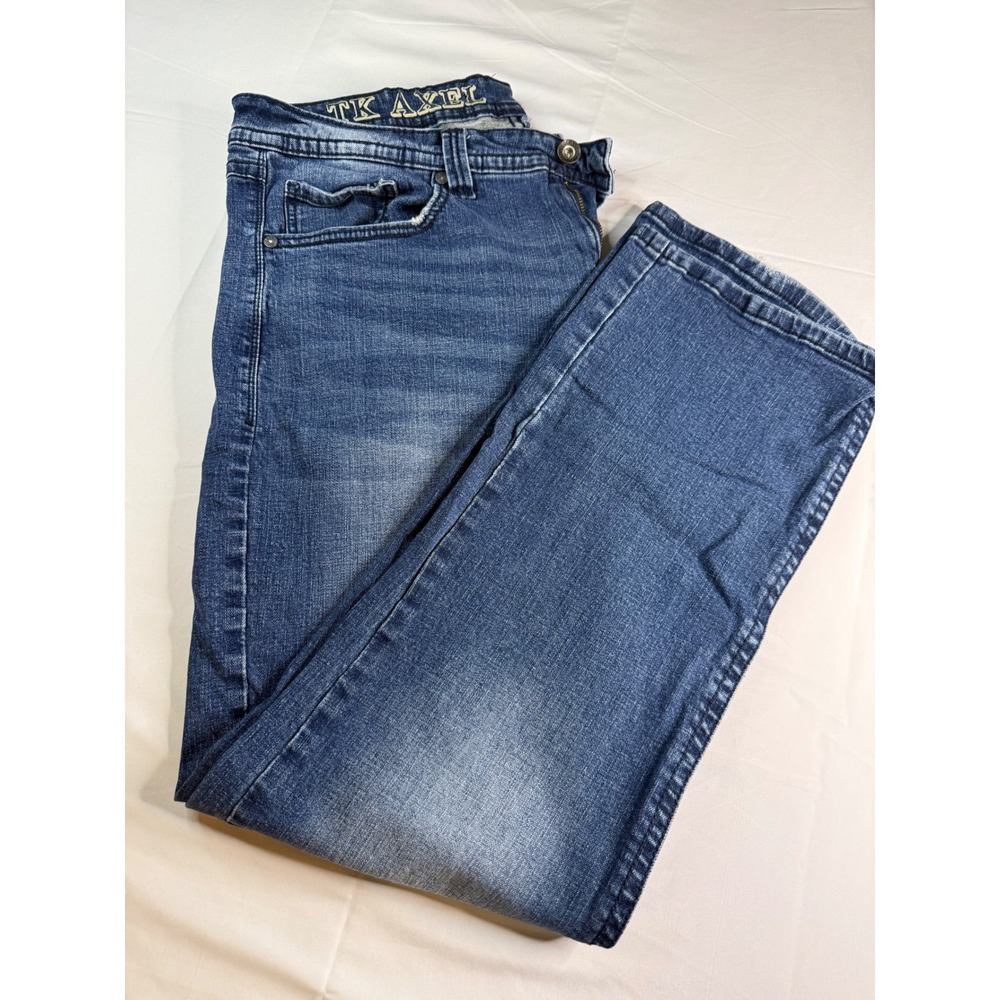 TK Axel Mens Slim Bootcut Jeans Medium Wash Denim Blue 36x34